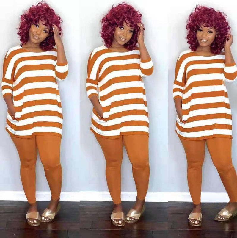 2021 Anti-UV Casual 2 Piece Set Stripe Leisure Off Shoulder Set Top And Pant Set Running Jogging Outfits 2021 Анти-Ультрафиолетовый казуальный двухкомпонентный набор